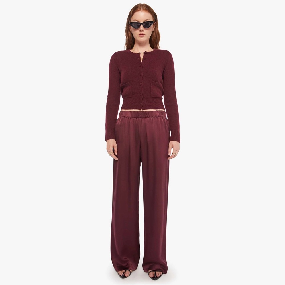NWT SABLYN Brynn Wide Leg Silk Pant in Bordeaux XS